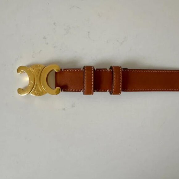 Celine Brown Belt with Gold Buckle NEW unworn main image 6